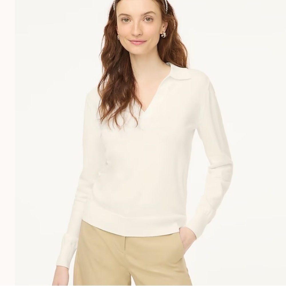 J crew ivory Cotton sweater-polo